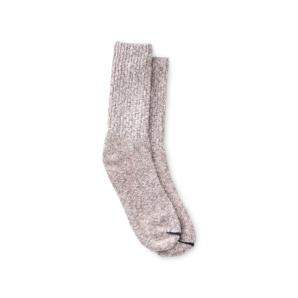 Unisex Cotton Blend Ragg Crew Socks in Hot Burgundy/Navy/White Cotton Blend 97657