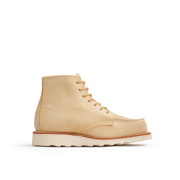 Women's 6-Inch Classic Moc Short Boot in Cream Leather 3328