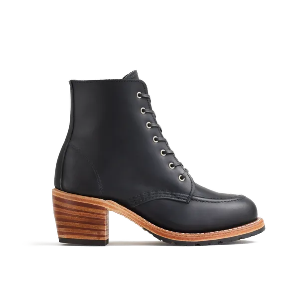 Women's Clara Heeled Boot in Black Leather 3405