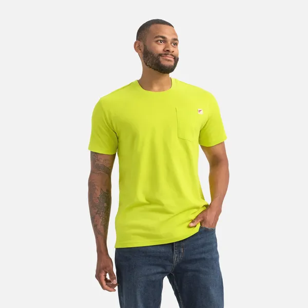 Men's Short Sleeve Pocket T-Shirt in Bright Green 98472 - Image 2