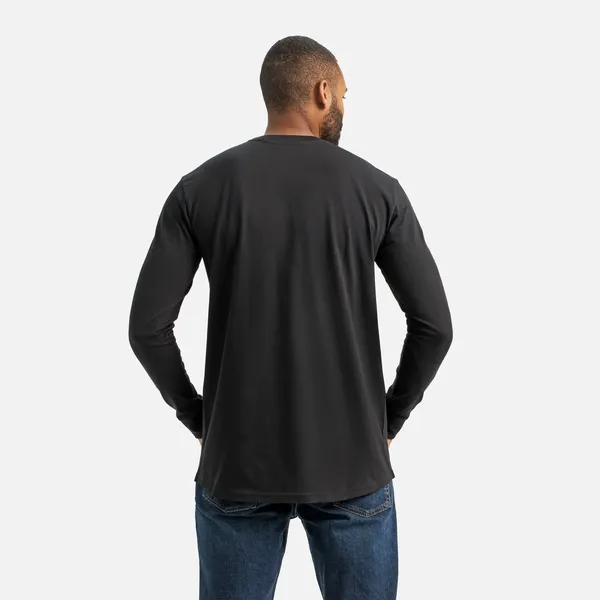 Men's Long Sleeve Classic Pocket Tee in Black 98474 - Image 4