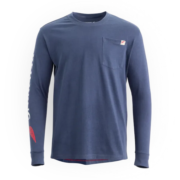 Men's Long Sleeve Classic Pocket Tee in Navy 98476