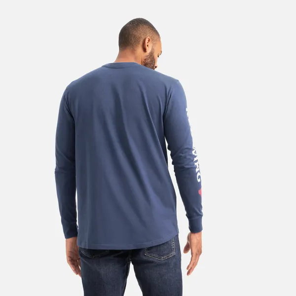 Men's Long Sleeve Classic Pocket Tee in Navy 98476 - Image 4