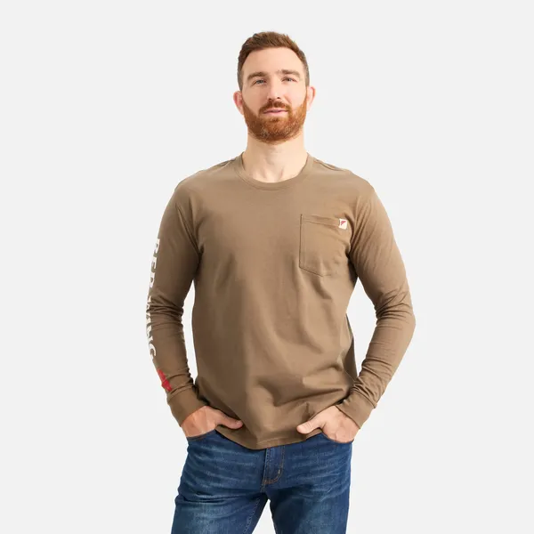 Men's Long Sleeve Classic Pocket Tee in Brown - Image 2