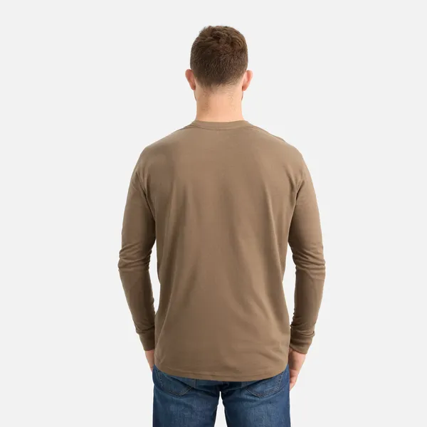 Men's Long Sleeve Classic Pocket Tee in Brown - Image 4