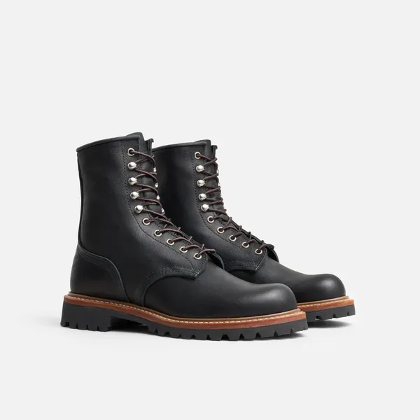 Men's Logger Boot in Black Oil Slick Leather 4501 - Image 3