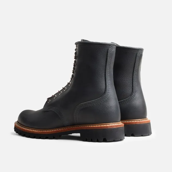 Men's Logger Boot in Black Oil Slick Leather 4501 - Image 4
